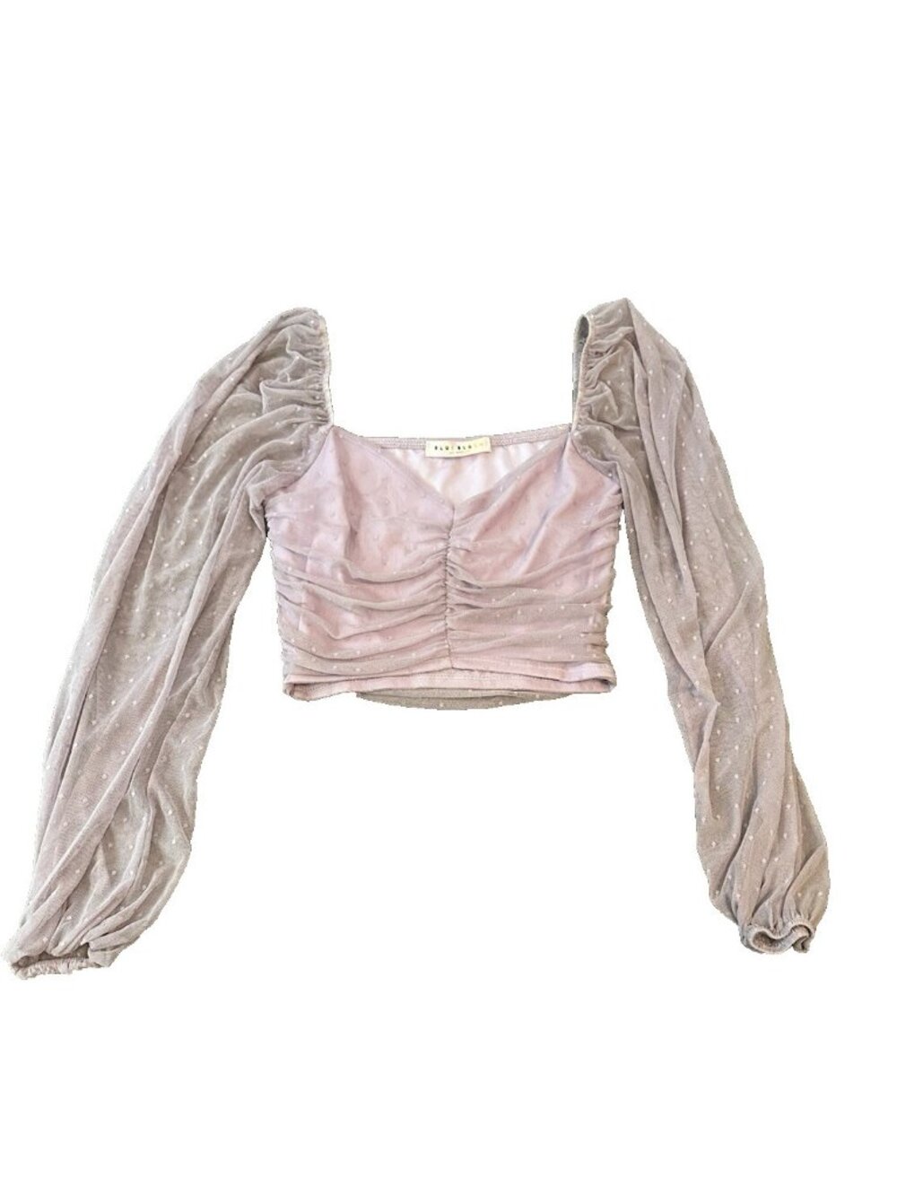 Blue Blush Purple Crop Top Womens S Boho Fairy Festival Milkmaid Peasant Casual